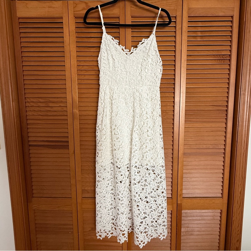 Astr White Lace Midi Dress